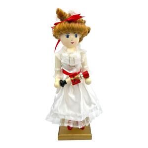 Nutcracker Clara/Marie White Dress Soldier Doll 13” Tall Wooden 2014 Threshold